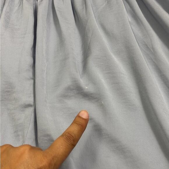 Banana Republic Dusty Blue Ruched Spaghetti Strap Silky Dress Size 12 Petite - Picture 5 of 5